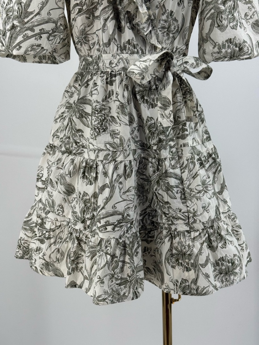 Caroline Constas Floral Wrap Mini Dress Puff Sleeve Romantic Summer Boho Chic - Picture 5 of 16